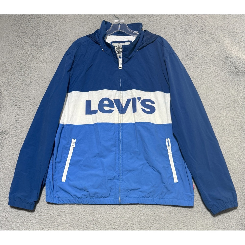 Vintage Retro Levis windbreaker full zip jacket Mens size 2XL Color block